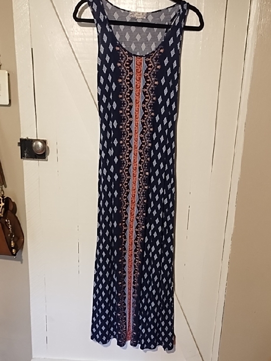 Pink Republic Dresses & Skirts - Pink Republic Navy Maxi Dress with Coral Center Border